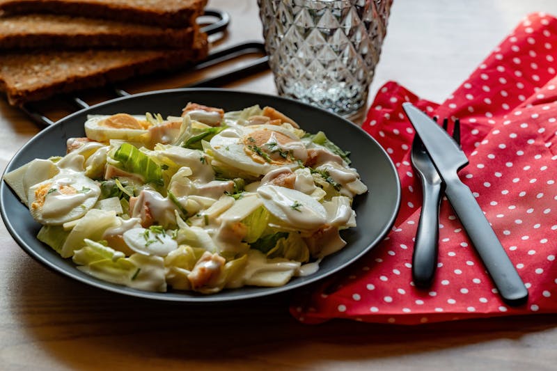 Fresh Caesar salad with croutons and parmesan