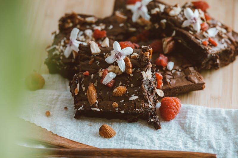 Warm chocolate brownie dessert with ice cream